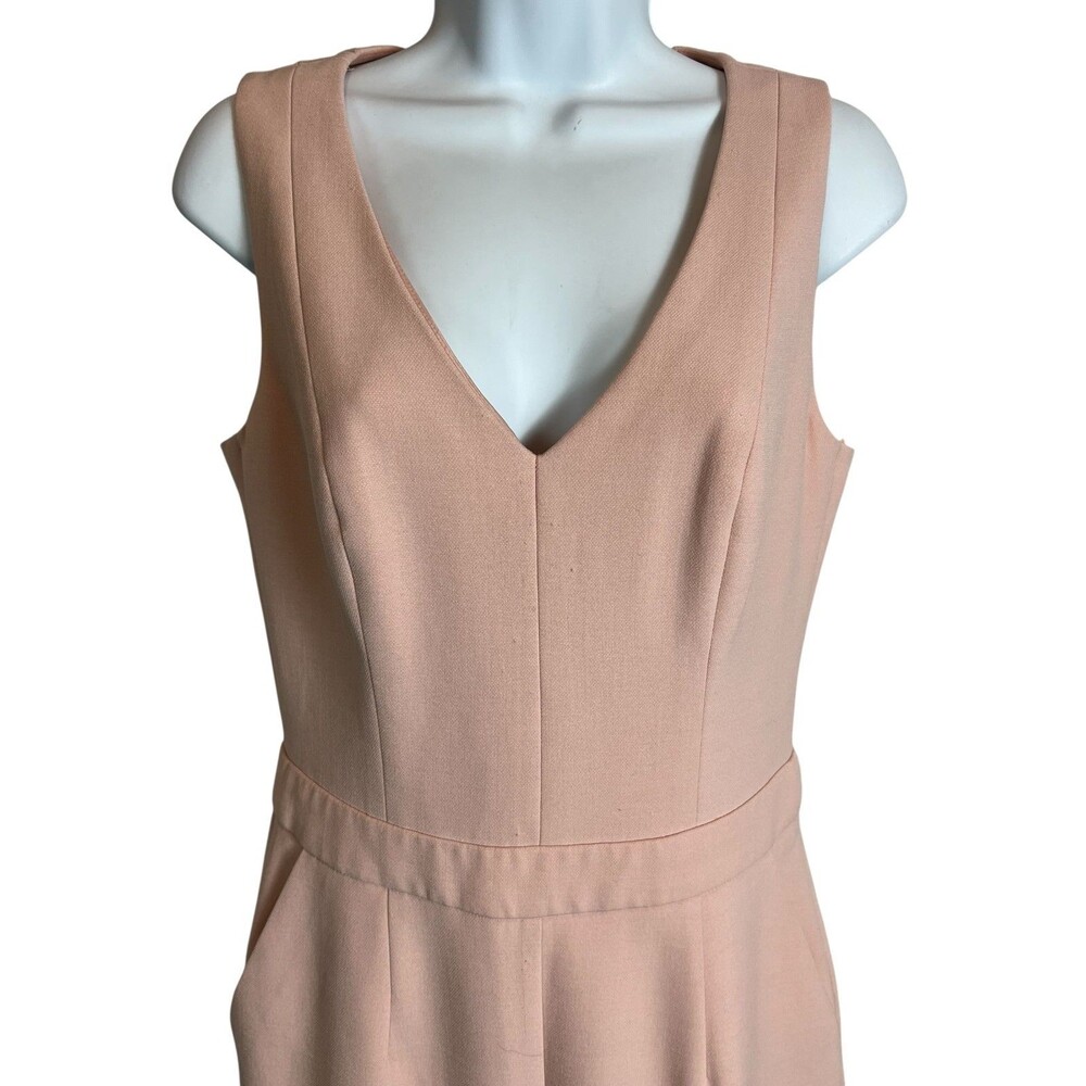 Trina Turk Pale Pink V-Neck Wide Wide Leg Jumpsuit Size 4 Business Casual - Picture 4 of 13